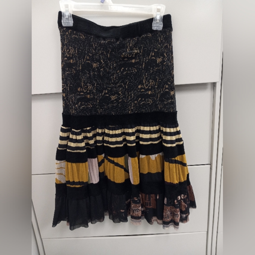 Jean Paul Gaultier Maille Femme Art To Wear Ruffled Print Mesh Skirt Cottagecore